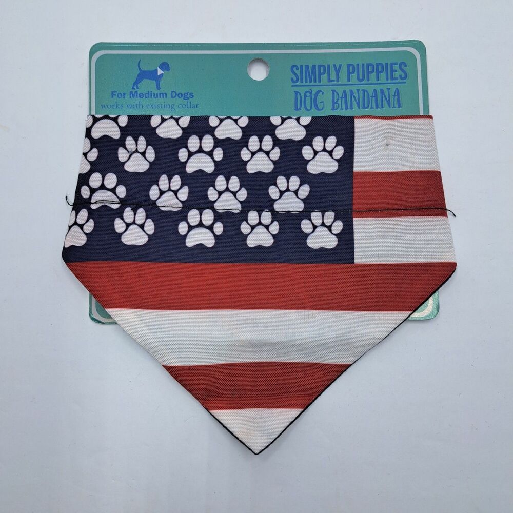 Simply Southern Puppies Dog Bandana Patriotic Pup USA Flag Paw Print Medium